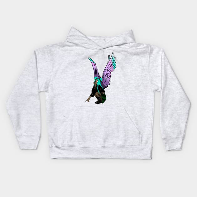 Blue haired angel Kids Hoodie by ArtsyCori